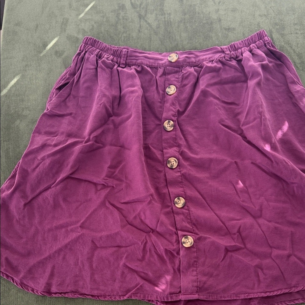 Market & Spruce Plum A-Line Skirt with Button Detail